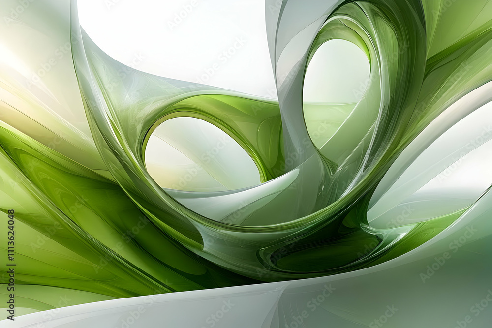 Fototapeta premium Abstract 3D Green Flowing Design
