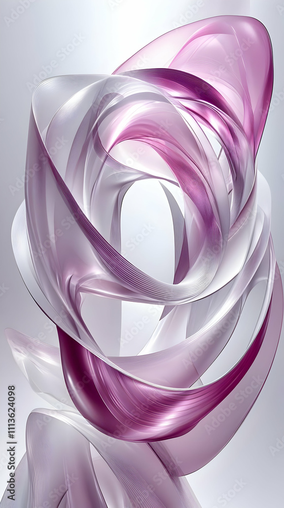 Fototapeta premium Abstract 3D Purple and White Flowing Design