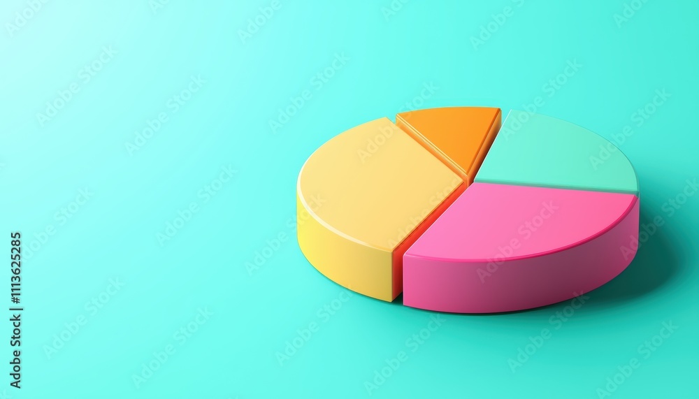 A colorful pie chart on a teal background, representing data segmentation with four distinct sections in vibrant colors. A colorful pie chart on a teal background, representing data segmentation with four distinct sections in vibrant colors.