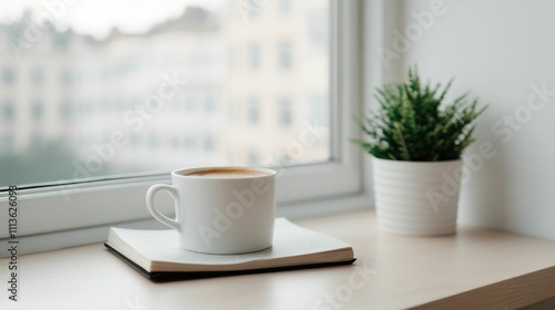 Wallpaper Mural Cozy and serene cafe moments captured with a person sitting by the window reading a book and sipping warm coffee in a tranquil nature inspired setting  The image evokes a sense of relaxation Torontodigital.ca