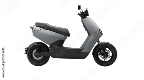 Currents of urban life flow around a stylish electric scooter that rests against the backdrop of a bustling city street. The innovative design blends seamlessly with modern architecture