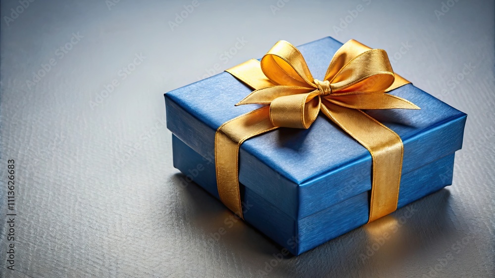 Blue gift box with golden ribbon perfect for celebrating special occasions, gift box, blue, golden, ribbon Blue gift box with golden ribbon perfect for celebrating special occasions, gift box, blue, golden, ribbon