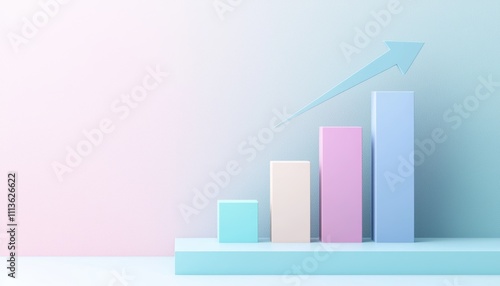 Free Download A minimalist graphic showing a rising bar chart with pastel colors, representing growth and progress in a business or financial context. - GFXLoad
