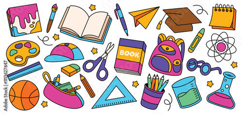 Hand drawn back to school doodle element illustration