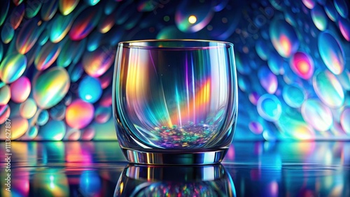 Luxurious glass object with dispersion and iridescent effects on modern background, luxury, modern, render