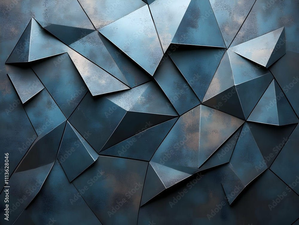 Abstract 3D Blue Metal Polygons Background Abstract 3D Blue Metal Polygons Background
