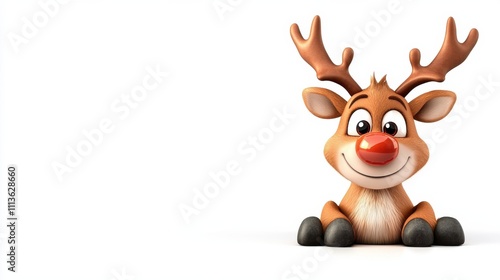 Wallpaper Mural Cartoon Smiling Reindeer with Red Nose and Antlers Torontodigital.ca