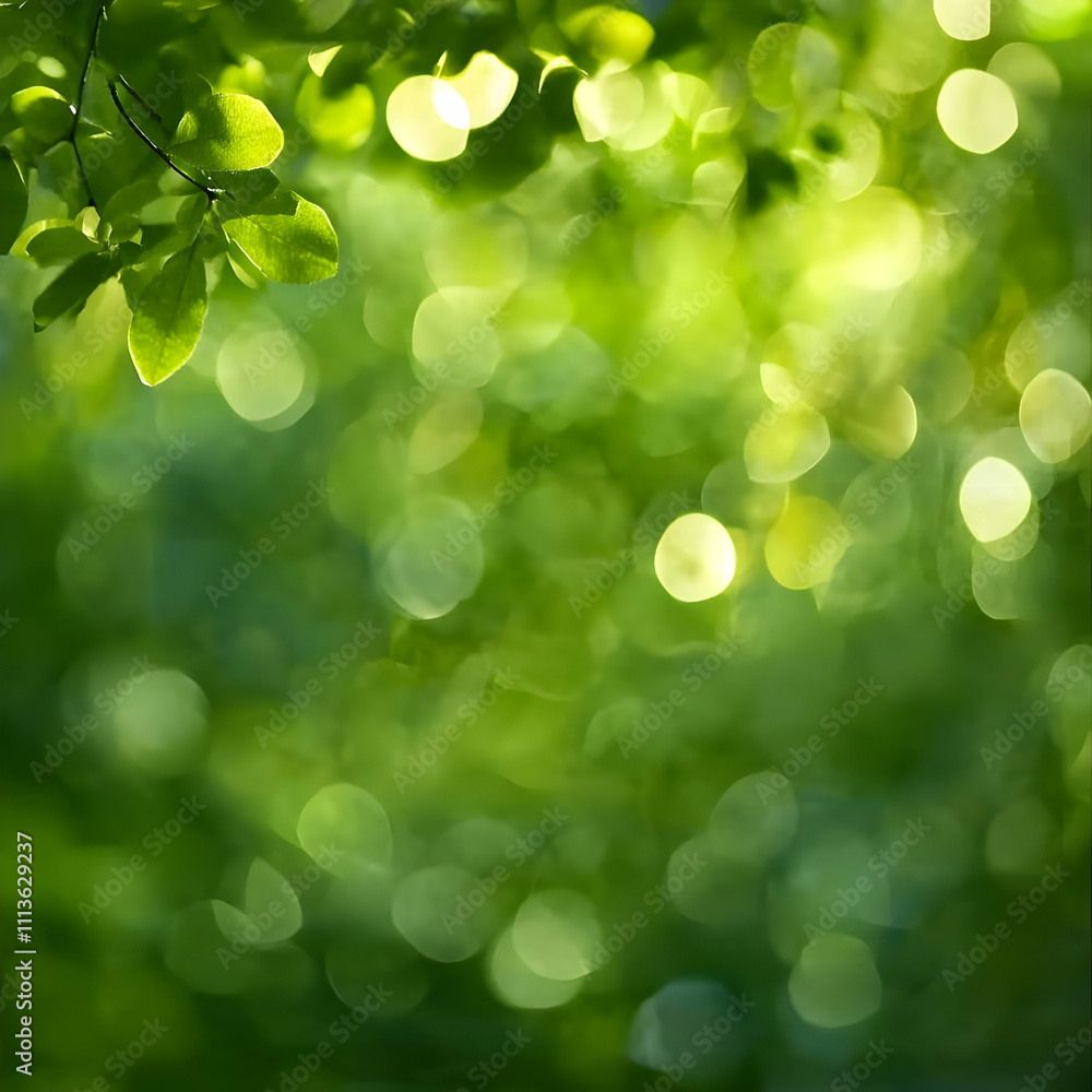 Obraz premium Green Leaf Bokeh Background Illustration