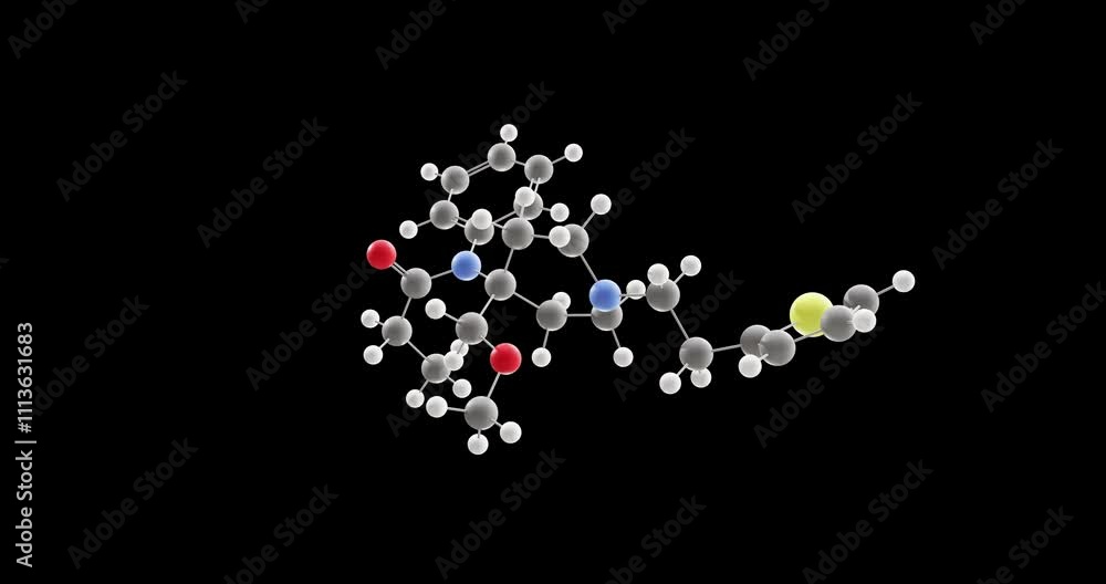 Sufentanil molecule, rotating 3D model of opiate agonists, looped video on a black background Sufentanil molecule, rotating 3D model of opiate agonists, looped video on a black background