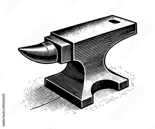 anvil engraving black and white outline