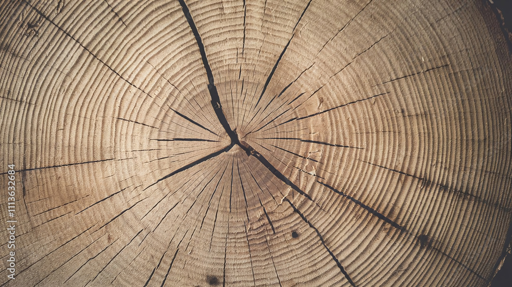 Fototapeta premium Close-up photo of a Douglas Fir tree cut surface showcasing its light natural tones, detailed growth rings, and organic texture, perfect for nature backgrounds and woodworking design projects. 