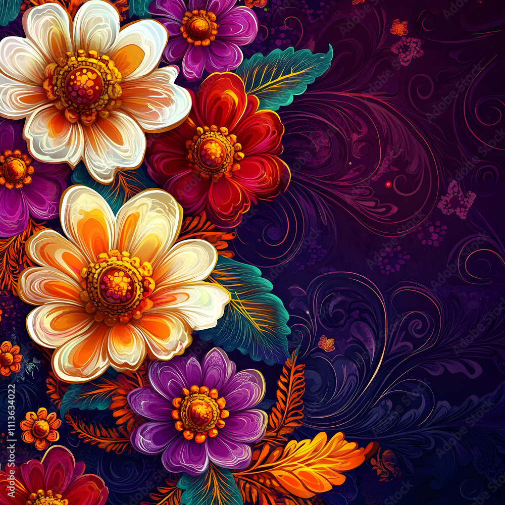 Obraz premium Vibrant Floral Illustration