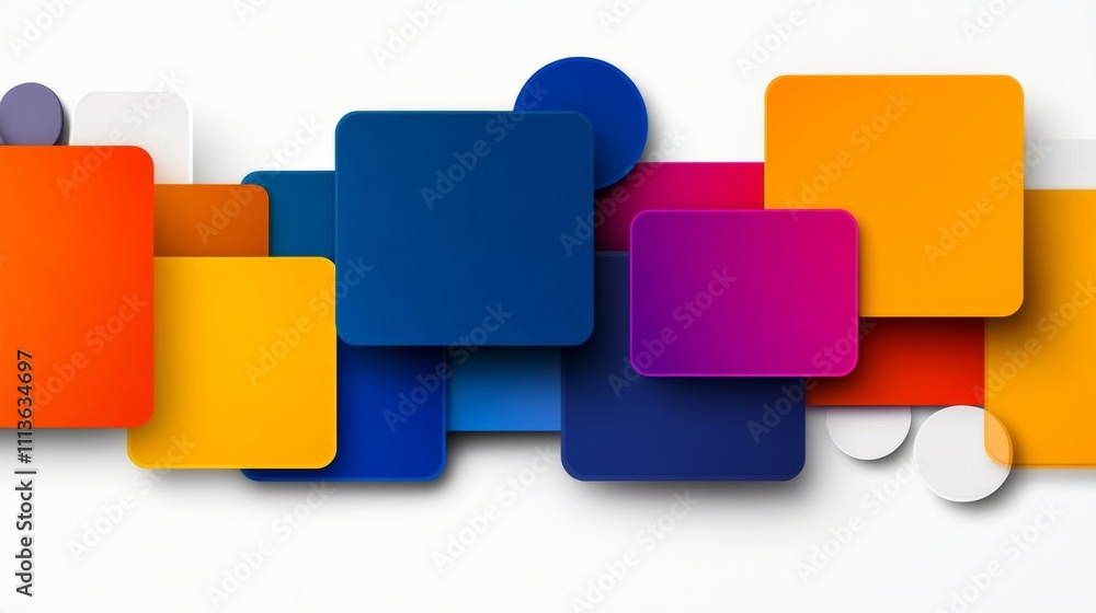 Colorful collage of squares and circles. The squares are in various colors and sizes, and the circles are also in different sizes and colors. The overall effect is a vibrant Colorful collage of squares and circles. The squares are in various colors and sizes, and the circles are also in different sizes and colors. The overall effect is a vibrant