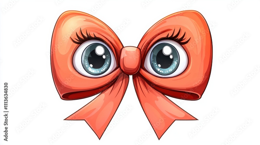 Fototapeta premium Cute Bow Shaped Cartoon Eyes Isolated on White Background