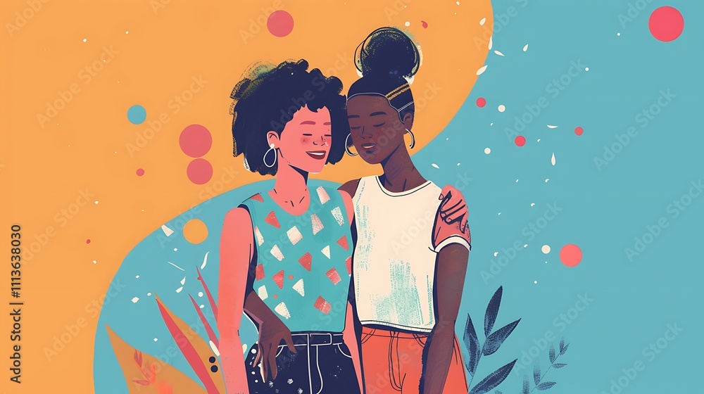 A friendship-themed card design on a solid background A friendship-themed card design on a solid background