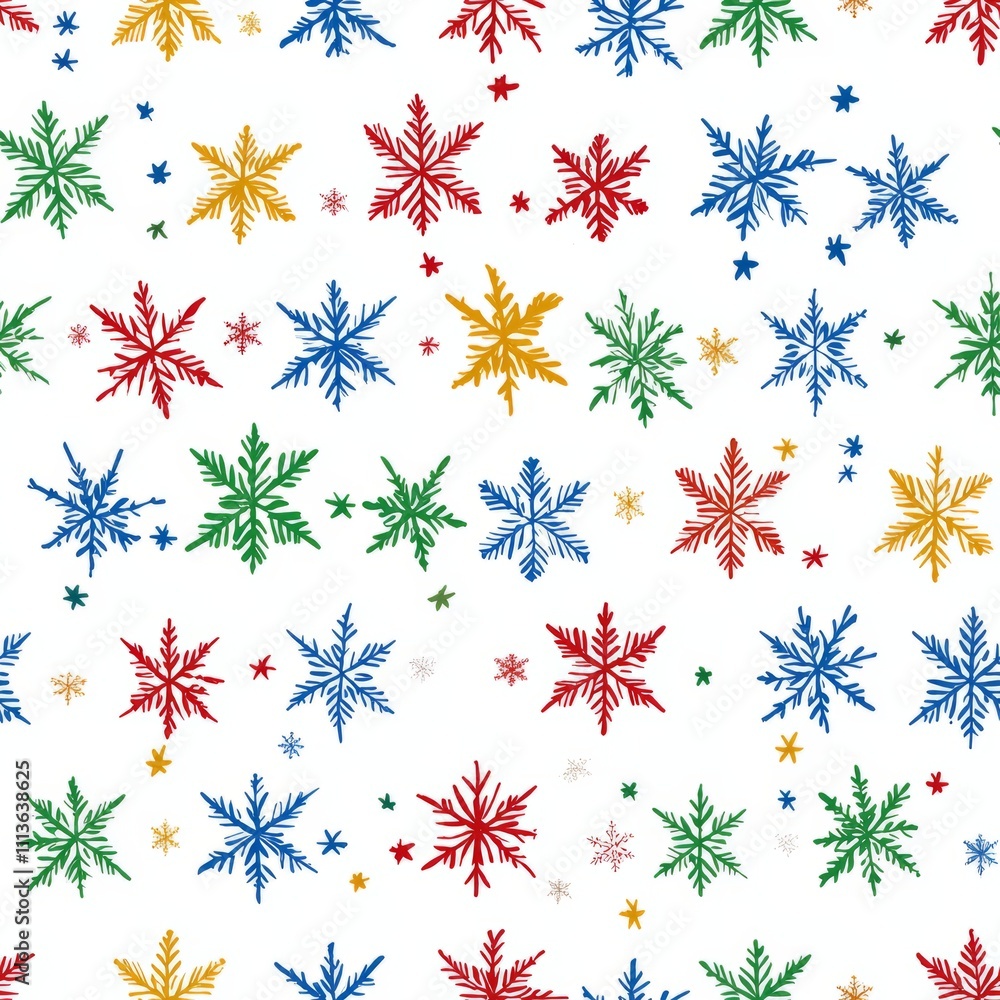 Seamless pattern of colorful snowflakes Seamless pattern of colorful snowflakes
