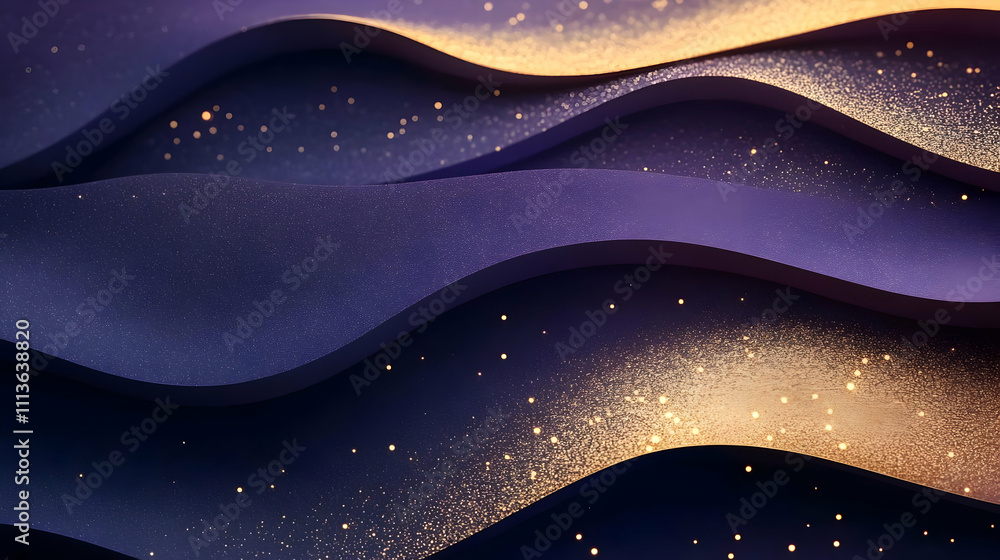 Abstract 3D Background Golden Glitter Waves Abstract 3D Background Golden Glitter Waves