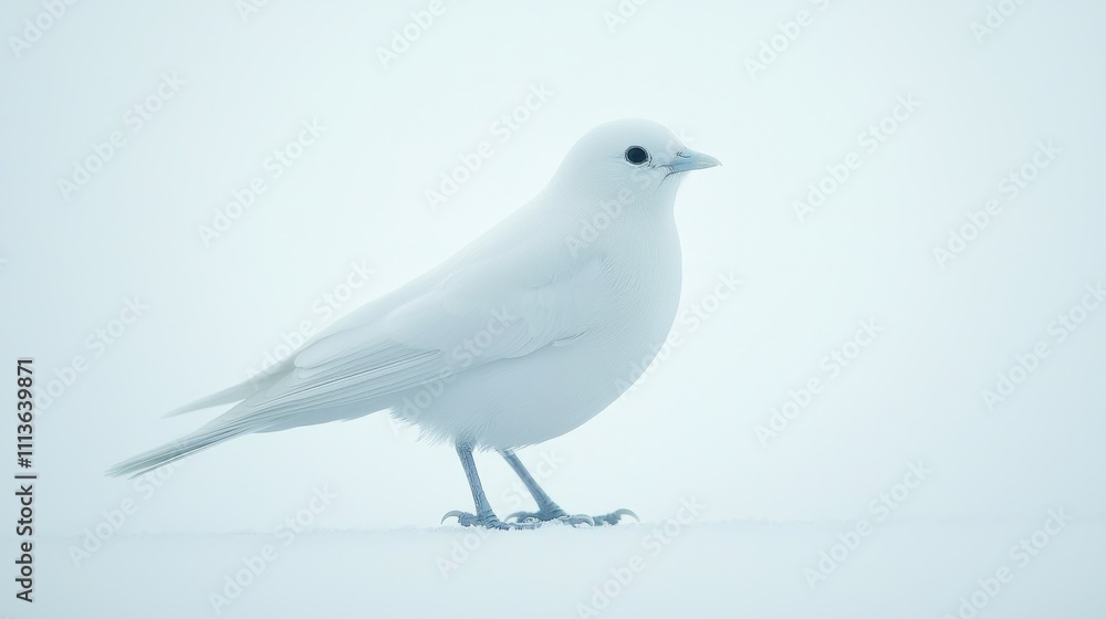 A solitary white bird stands against a soft, pale backdrop, embodying tranquility and purity in its serene environment. A solitary white bird stands against a soft, pale backdrop, embodying tranquility and purity in its serene environment.