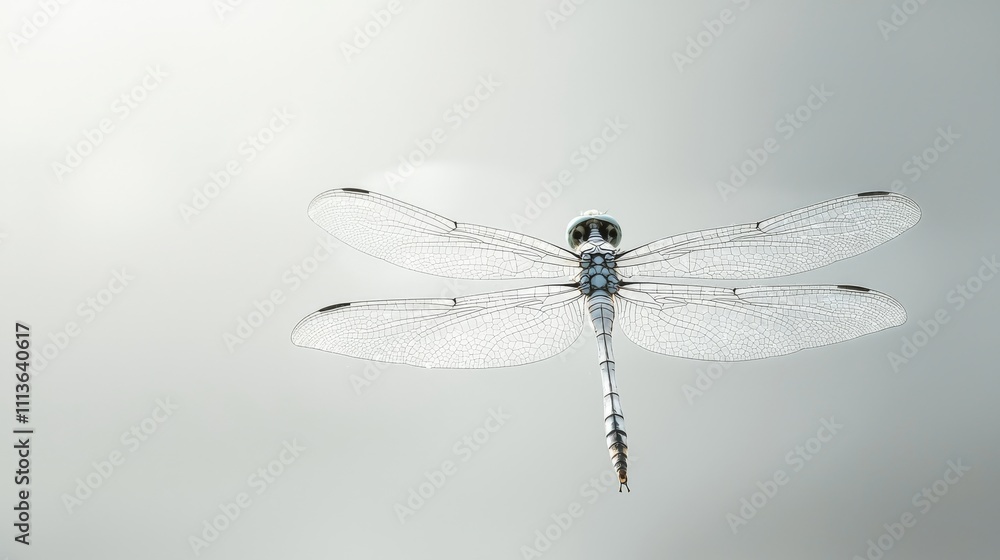 A delicate dragonfly hovers gracefully, showcasing its intricate wings against a soft, muted background. A delicate dragonfly hovers gracefully, showcasing its intricate wings against a soft, muted background.
