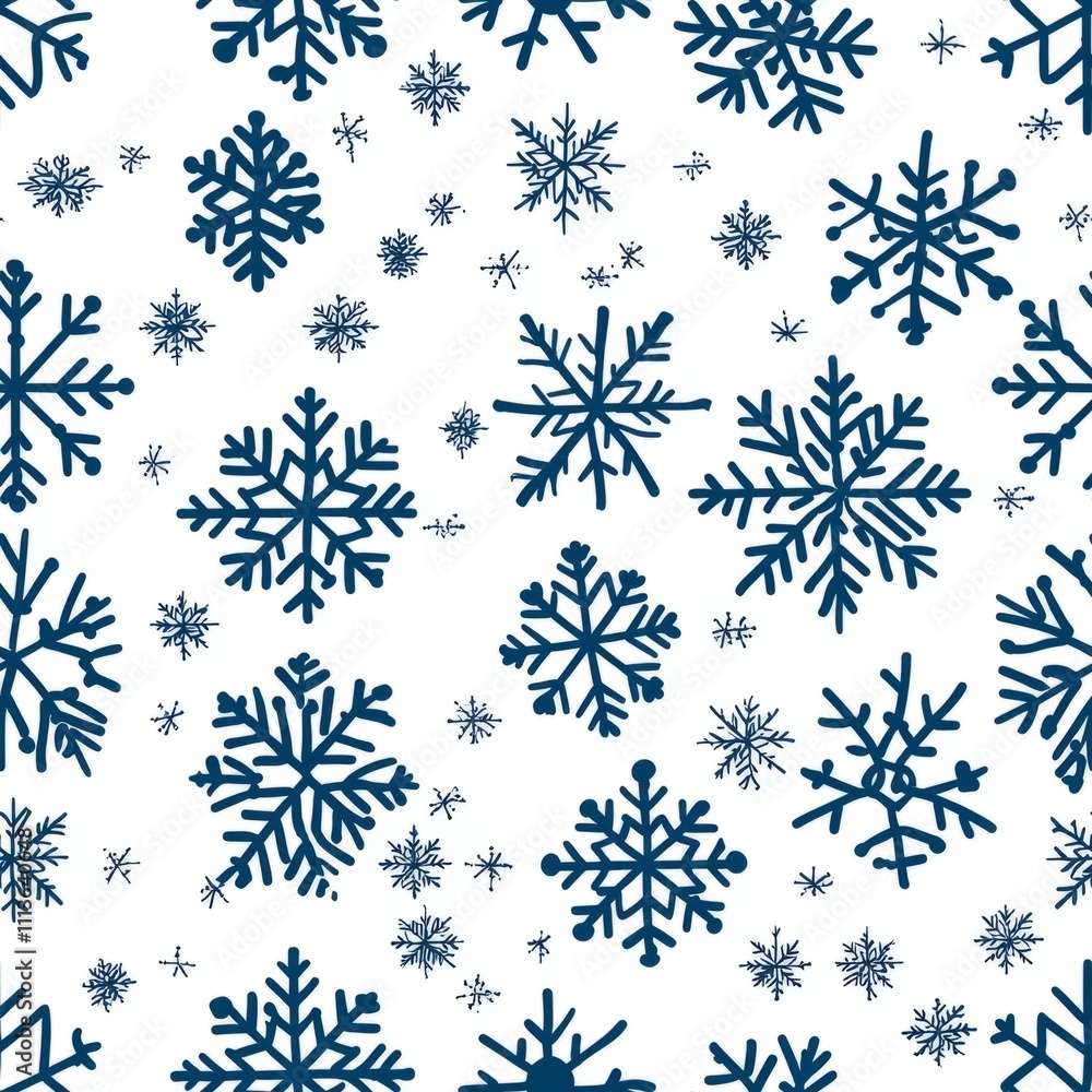 Fototapeta premium Seamless pattern of large and small snowflakes