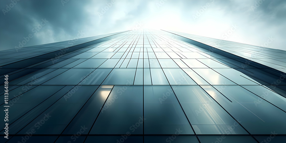 A towering glass skyscraper reaching towards a cloudy sky, showcasing modern architecture. A towering glass skyscraper reaching towards a cloudy sky, showcasing modern architecture.