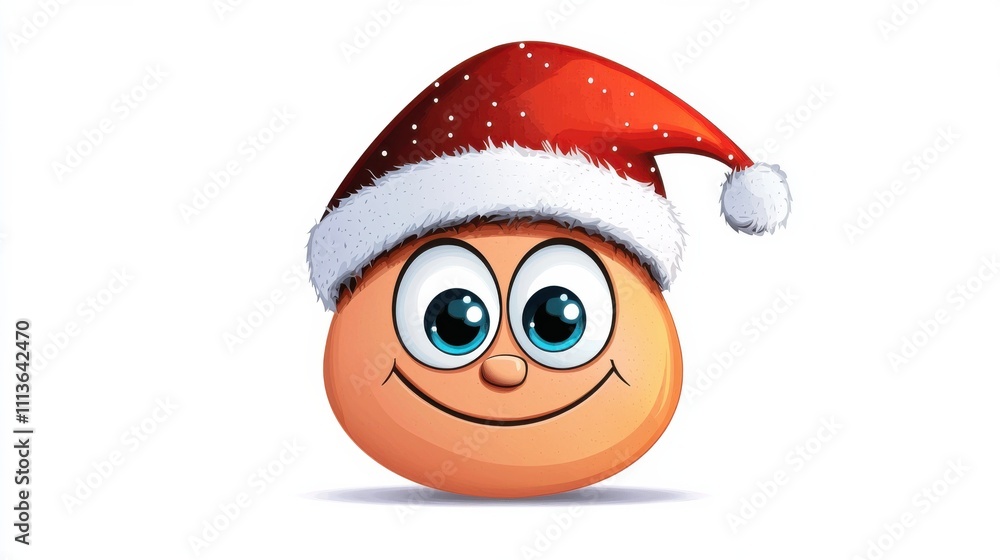 Cheerful Santa Claus Character with Big Smile Wearing Red Christmas Hat Cheerful Santa Claus Character with Big Smile Wearing Red Christmas Hat