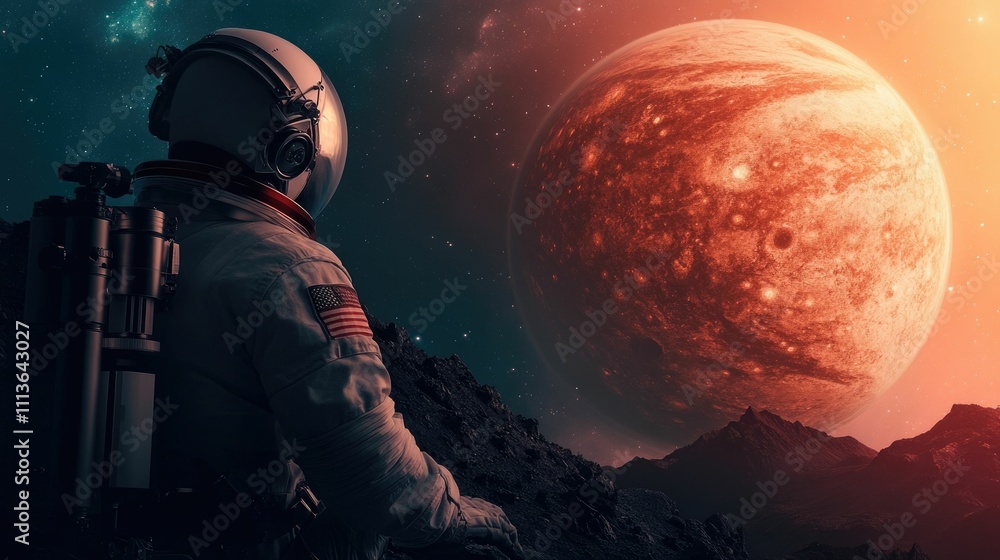 Telescope Observation of Distant Planetary Systems Amidst a Captivating Cosmic Landscape with Silhouetted Mountains and Futuristic Atmosphere Telescope Observation of Distant Planetary Systems Amidst a Captivating Cosmic Landscape with Silhouetted Mountains and Futuristic Atmosphere