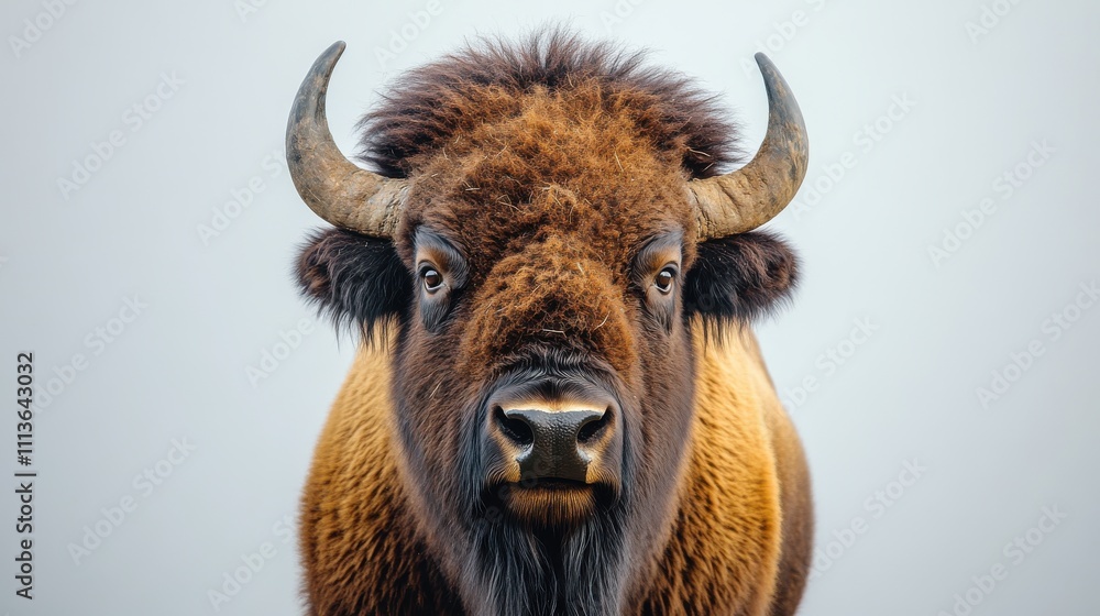 a bison with a white background