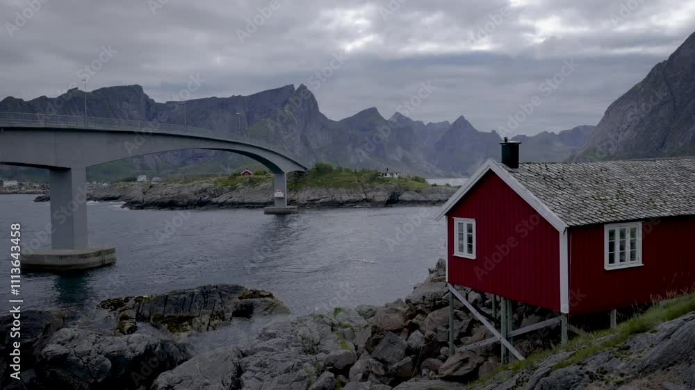 Fishing home and mountain in slow motion Fishing home and mountain in slow motion
