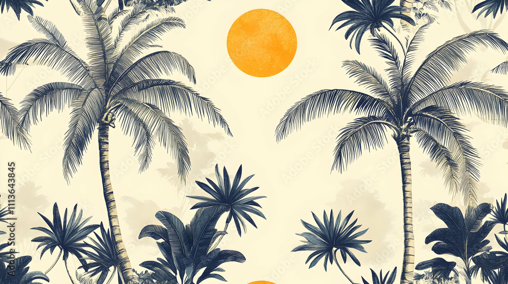 Obraz premium Tropical Palm Tree Illustration Background