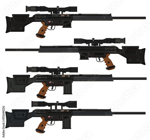 Military and Police German Sniper Rifle Vector Models