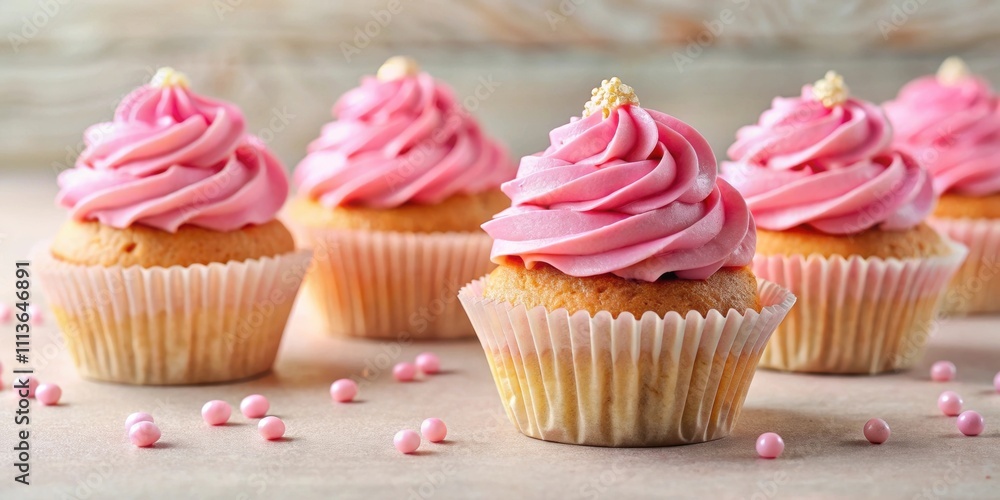 Delicious cupcakes with pink icing for a girly and sweet treat, cupcakes, pink icing, dessert, treat, bakery Delicious cupcakes with pink icing for a girly and sweet treat, cupcakes, pink icing, dessert, treat, bakery
