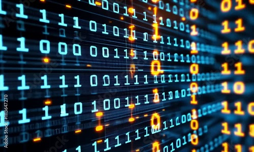 Abstract binary code stream digital background. Technology concept