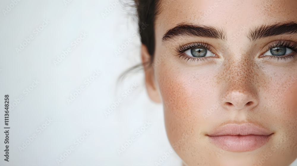Naklejka premium Beautiful woman studio portrait, isolated on white background
