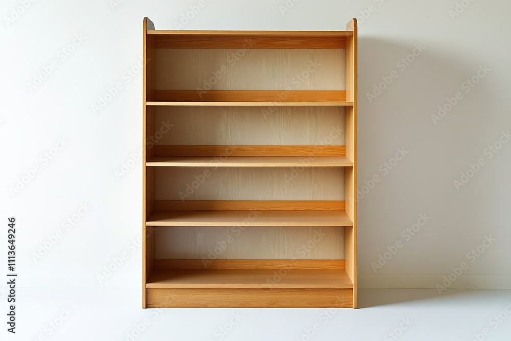 Empty wooden bookshelf on white background Empty wooden bookshelf on white background