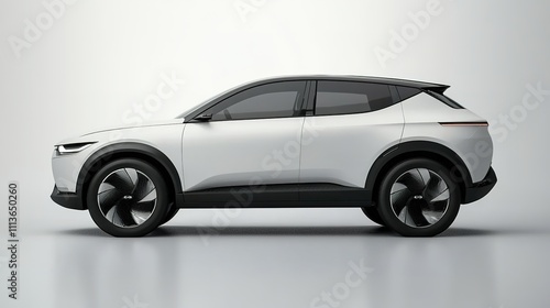 Modern electric SUV profile on plain background