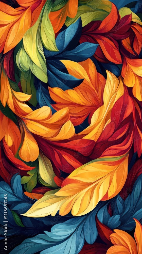 Fototapeta premium Abstract Floral Tapestry: A Symphony of Colors and Shapes
