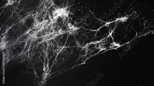 Silver lightning web spreading on a solid black background