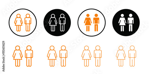 Man and Woman icon Outline vector for web ui