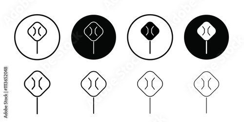 Narrow bridge ahead icon Outline vector for web ui
