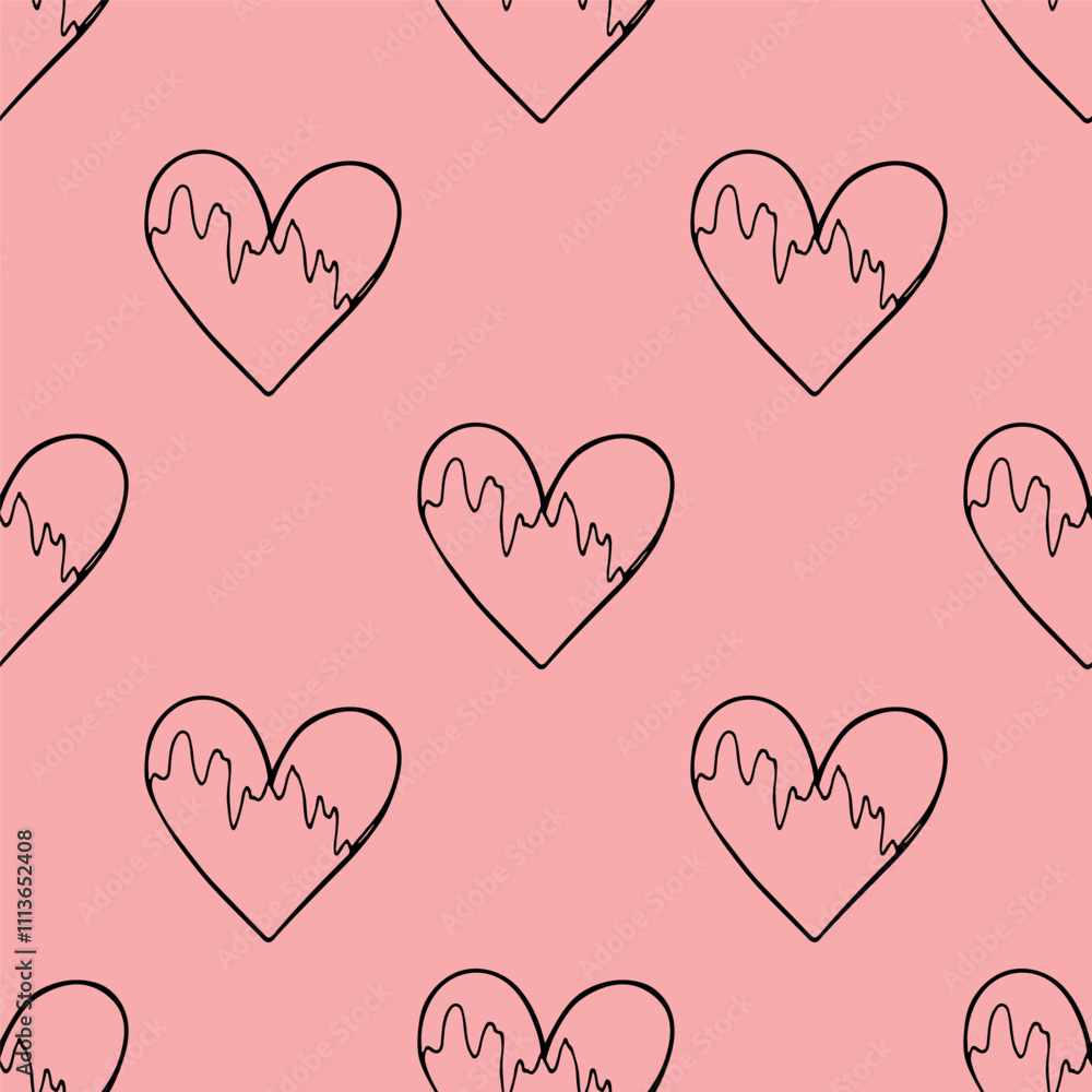 Seamless pattern with hand drawn heart doodle for decorative print, wrapping paper, greeting cards and fabric Seamless pattern with hand drawn heart doodle for decorative print, wrapping paper, greeting cards and fabric
