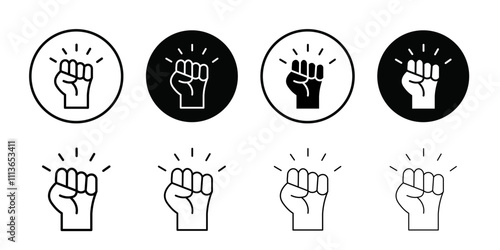 raised fists icon Outline vector for web ui