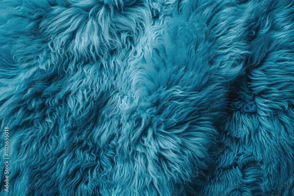 Turquoise blue sheepskin rug background. Wool texture. Close up sheep fur Turquoise blue sheepskin rug background. Wool texture. Close up sheep fur