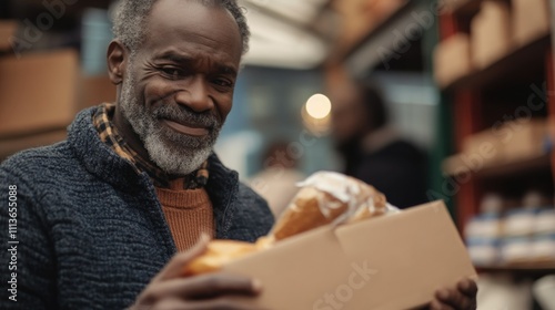 Older Man in Bakery with Pastries