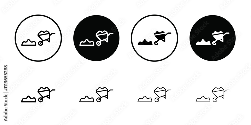 wheelbarrow unloading icon Outline vector for web ui wheelbarrow unloading icon Outline vector for web ui