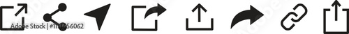share icon set. Share arrow link connection icon black flat and line vector collection isolated on transparent background. External link web chain open link to attached website. Network sharing sign.