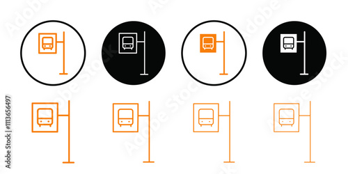 Bus stop stand icon Outline vector for web ui