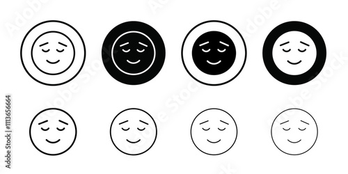 Calm Emoji icon Outline vector for web ui