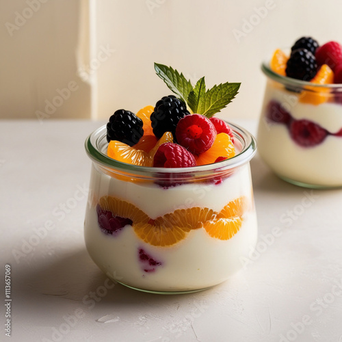 Delectable Italian pannacotta adorned with ripe strawberries