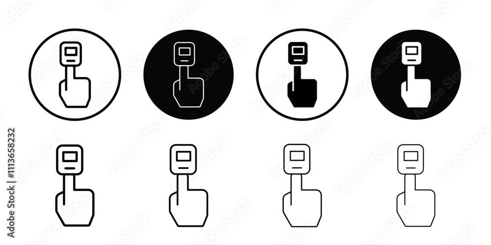 Fingertip pulse oximeter icon Outline vector for web ui Fingertip pulse oximeter icon Outline vector for web ui